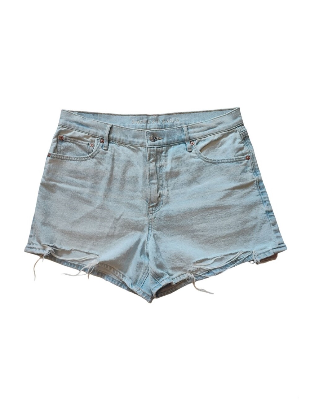 American Eagle Relaxed Short In High-Rise Light Blue Denim, Size: 10